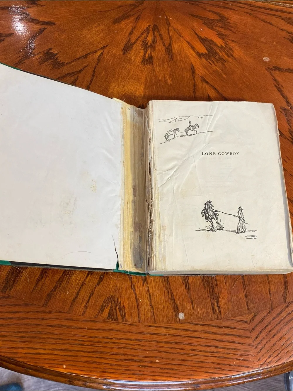 Old Book- Lone Cowboy by Will James also includes a lithograph by CW Anderson
